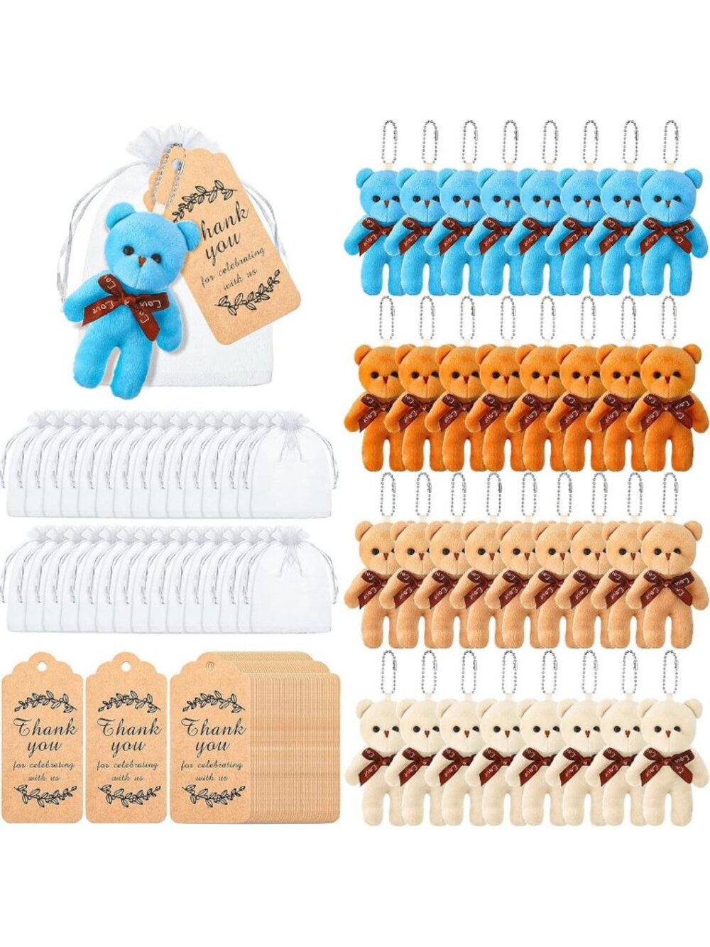 120 Pcs Mini Plush Bears Party Favors - Cute Stuffed Animal Gifts for Kids
